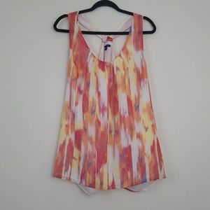 Gap Colorful Flowy Racerback Silky Lined Tank Top Blouse